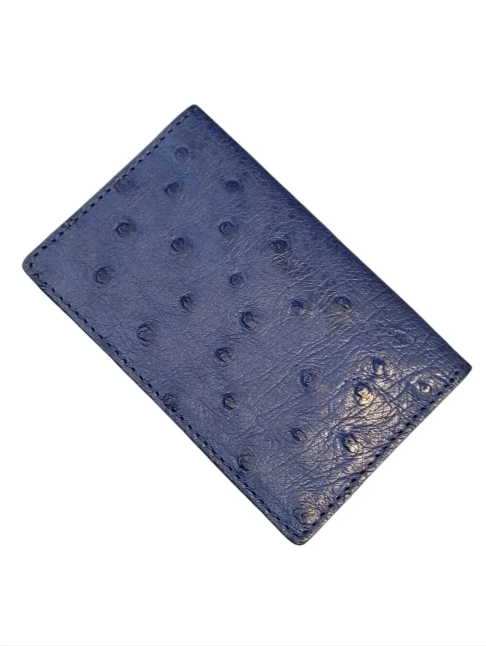 Borlino Italy Navy Blue Ostrich Leather Card Holder